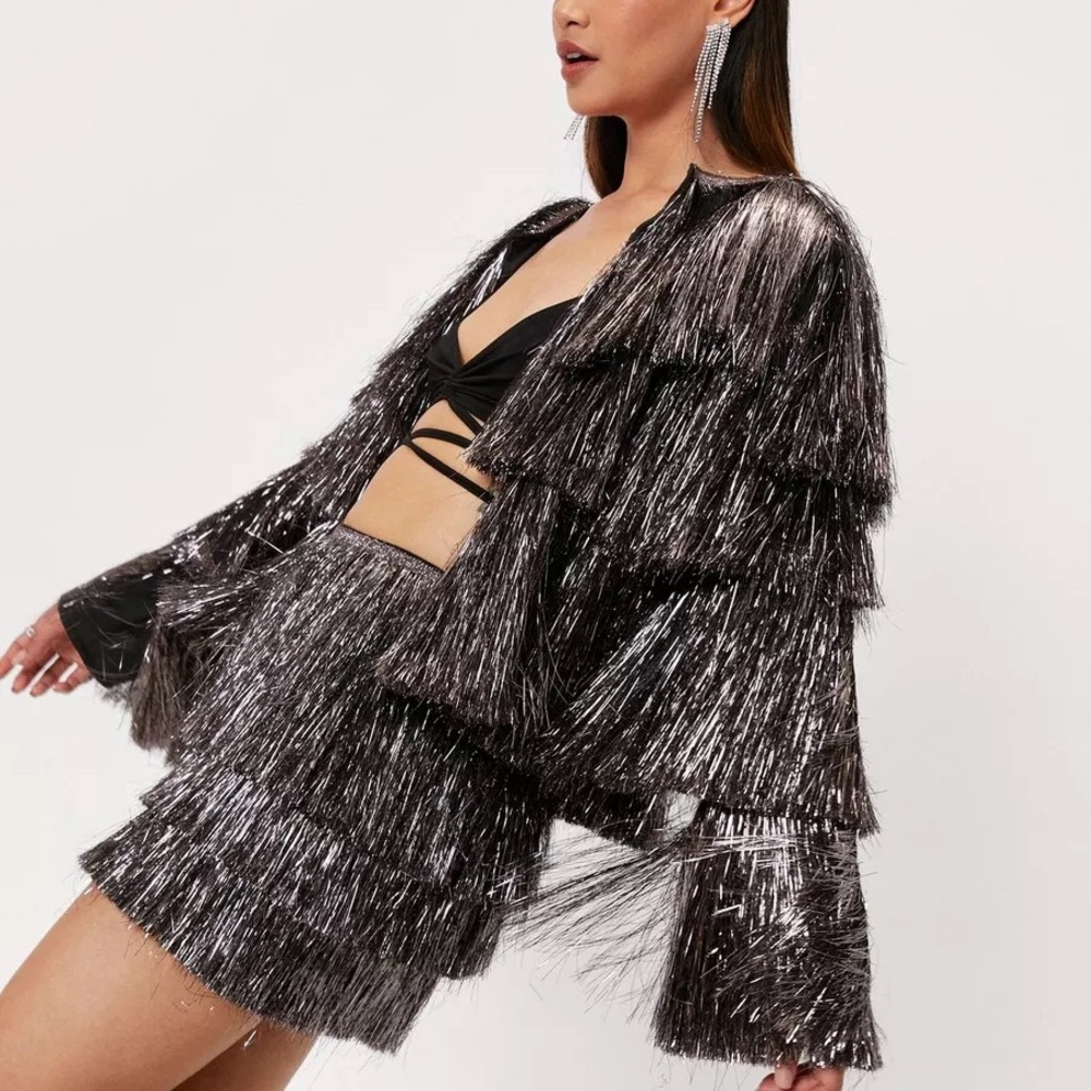 Nasty Gal Fringe Tinsel Jacket